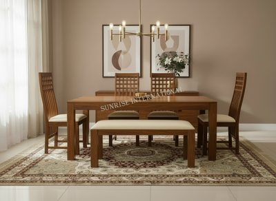 Solid Sheesham Wood Dining table with Cushioned Chair & Bench furniture set - CHOOSE YOUR COMBINATION