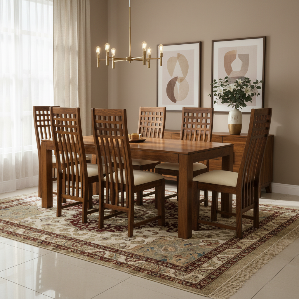 Solid Sheesham Wood Dining table with Cushioned Chair & Bench furniture set - CHOOSE YOUR COMBINATION