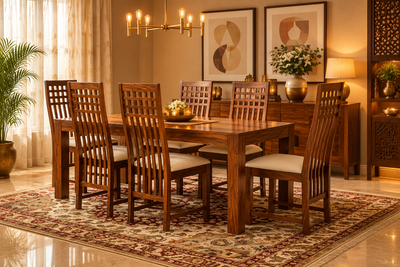 Solid Sheesham Wood Dining table with Cushioned Chair & Bench furniture set - CHOOSE YOUR COMBINATION