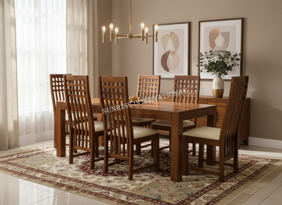 Solid Sheesham Wood Dining table with Cushioned Chair & Bench furniture set - CHOOSE YOUR COMBINATION