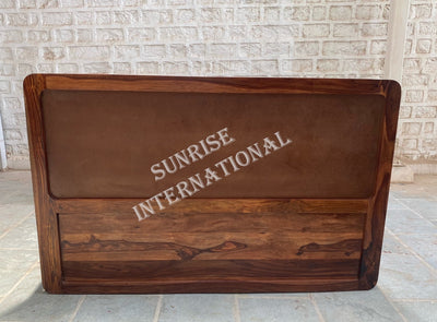 Back view of Sheesham wood bed headboard showing solid wooden construction
