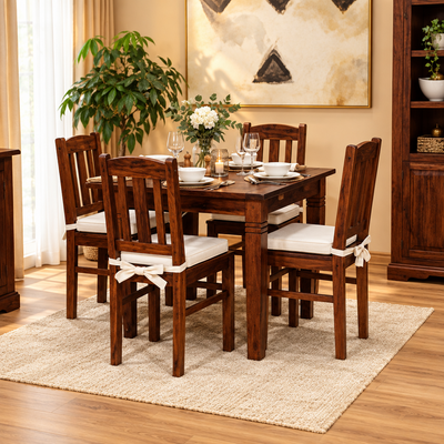 Solid Wooden Dining set ( 1 Square Table + 4 chairs )