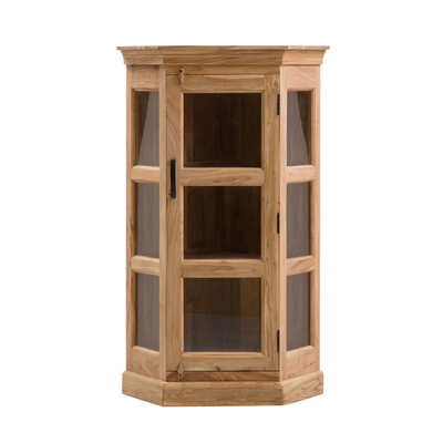 Solid wood 4ft corner curio display glass cabinet - crockery cabinet - bookshelf