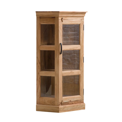Solid wood 4ft corner curio display glass cabinet - crockery cabinet - bookshelf
