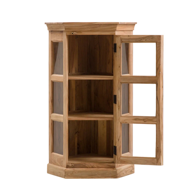 Solid wood 4ft corner curio display glass cabinet - crockery cabinet - bookshelf