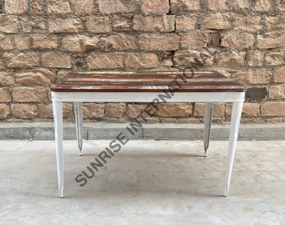 Solid wood + Metal Dining table with 4 chairs & 1 bench outdoor furniture set for Home Restaurant & café Home &