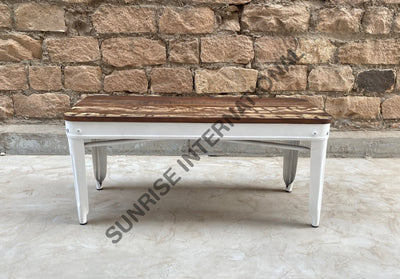 Solid wood + Metal Dining table with 4 chairs & 1 bench outdoor furniture set for Home Restaurant & café Home &