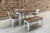 Solid wood + Metal Dining table with 4 arm chairs & 1 bench outdoor furniture set for Home, Restaurant & café