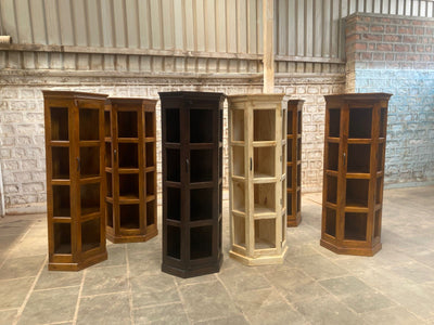 Solid wood corner curio display glass cabinet - crockery cabinet - bookshelf