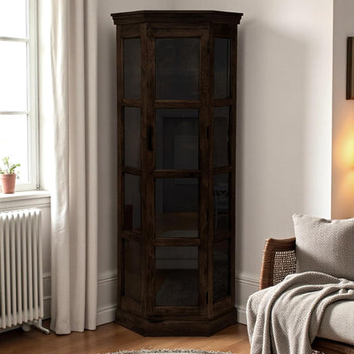 Solid wood corner curio display glass cabinet - crockery cabinet - bookshelf