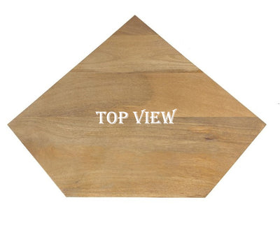 A hexagonal wooden board with a natural light brown wood grain finish, featuring the text 'TOP VIEW' printed in white in the center, set against a plain white background.