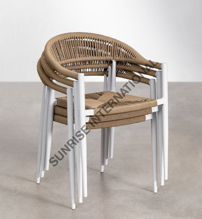 Stackable Metal And Synthetic Rope Garden Outdoor Arm Chair Home & Hotels Home