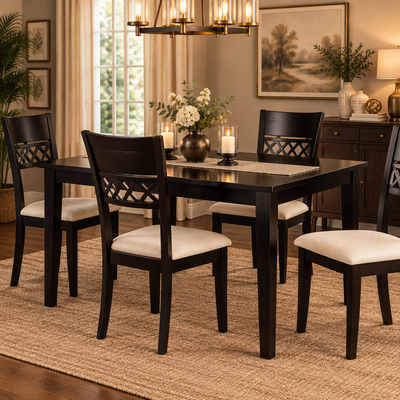 Stylish Wooden Dining Set ( 1 Table + 4 chairs )