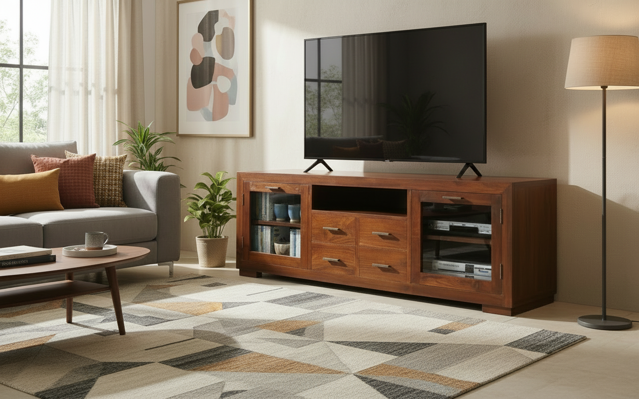 Stylish solid sheesham wood TV cabinet, TV unit for Modern Home !