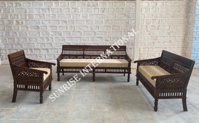 wooden hand carved sofa set design online in india