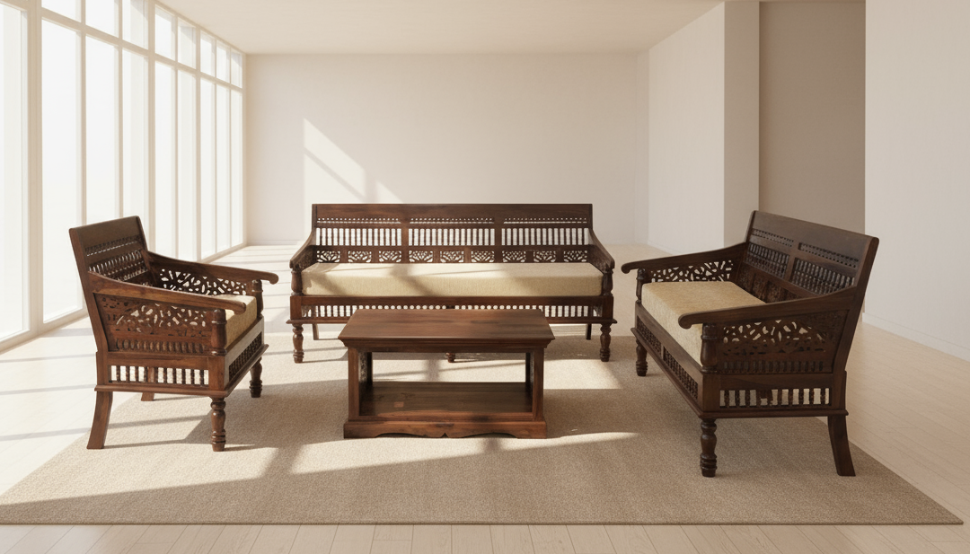 TRADITIONAL STYLE SOLID SHEESHAM WOOD SOFA SET FURNITURE - Make your combination !