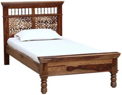 latest solid wood single bed design with hand carving