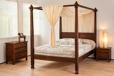 The Timber Guy Wooden four Poster Bed | Rajasthani style - Indian King size