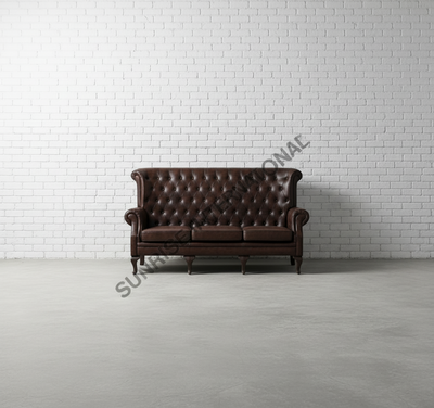 Vintage wooden High back leather lounge Arm chair sofa furniture online