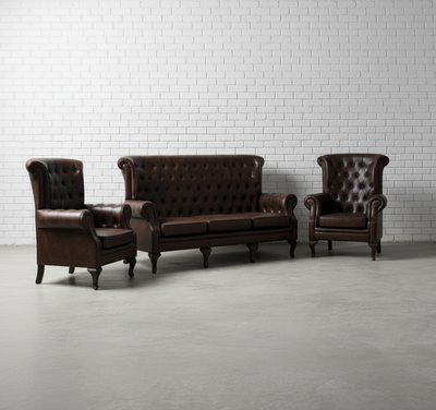 Vintage wooden High back leather lounge Arm chair sofa furniture online