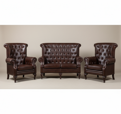 Vintage wooden High back leather lounge Arm chair sofa furniture online