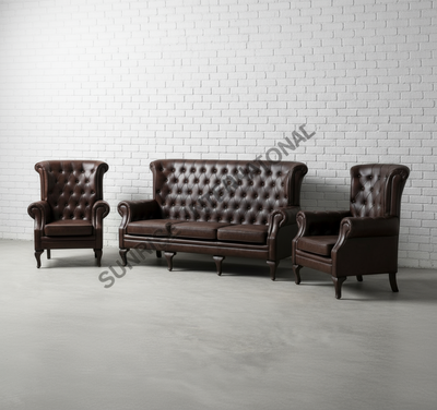 Vintage wooden High back leather lounge Arm chair sofa furniture online