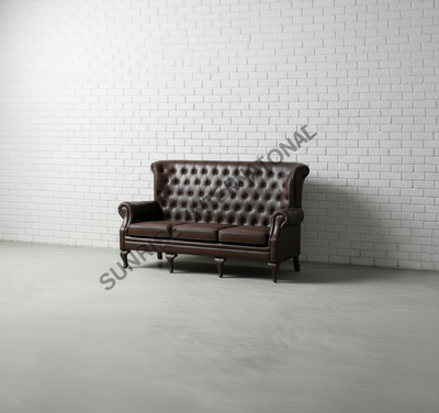 Vintage wooden High back leather lounge Arm chair sofa furniture online