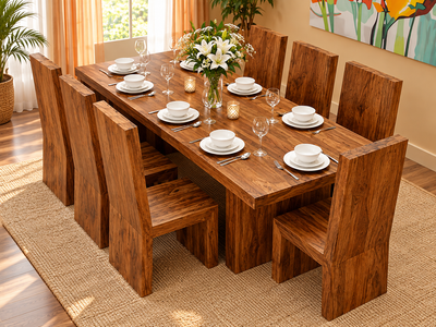 Cube Style Wooden Wood Dining table with 8 chairs dining room furniture set !