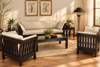 wooden 4 seater sofa set
