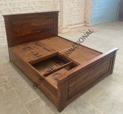 Wooden Designer Queen Box Storage Size Bed 60X75 Inch Mattress Area Home &