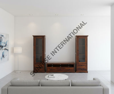 Wooden Entertainment Unit with TV Cabinet & 2 Standing Glass cabinets (set of 3) Home & Living:Furniture:Living Room:TV