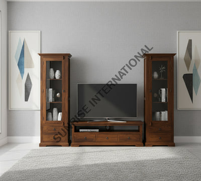 Wooden Entertainment Unit with TV Cabinet & 2 Standing Glass cabinets (set of 3) Home & Living:Furniture:Living Room:TV