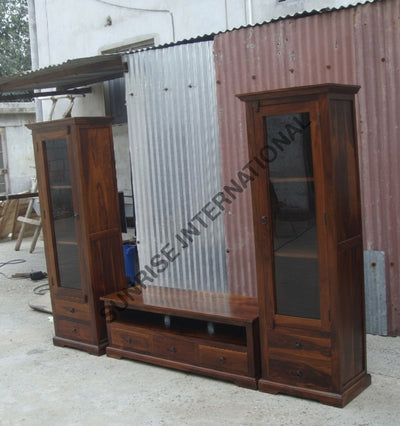 Wooden Entertainment Unit with TV Cabinet & 2 Standing Glass cabinets (set of 3) Home & Living:Furniture:Living Room:TV