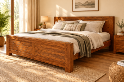 wooden king size bed in sheesham wood