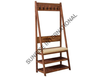 Wooden Shoe Rack Cabinet Stand Cum Bench With Coat Hanger Option ! Home & Living:furniture:living