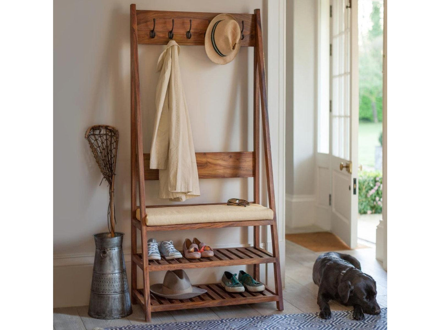 Wooden Shoe Rack cabinet stand cum Bench with coat hanger option !