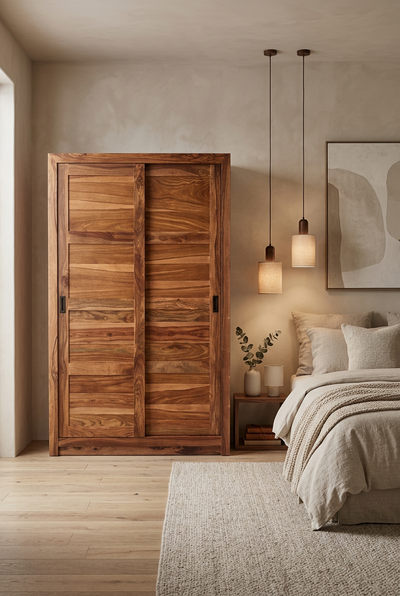 Wooden Sliding  2 door Cupboard / Wardrobe / Cabinet (sliding door)  !!