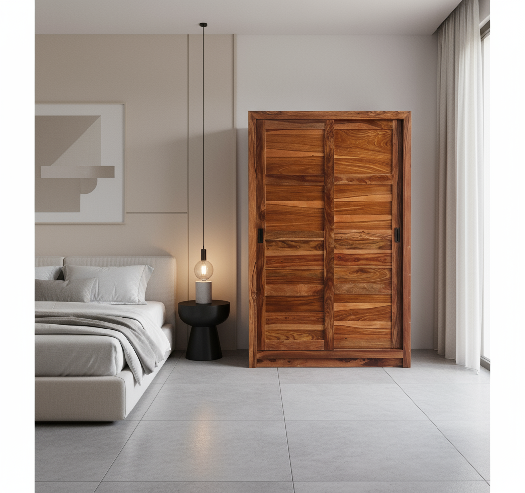 Wooden Sliding  2 door Cupboard / Wardrobe / Cabinet (sliding door)  !!
