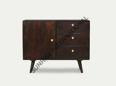 Wooden Small Sideboard Cabinet in Retro Style (3 drawers + 1 door)