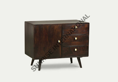 Wooden Small Sideboard Cabinet in Retro Style (3 drawers + 1 door)