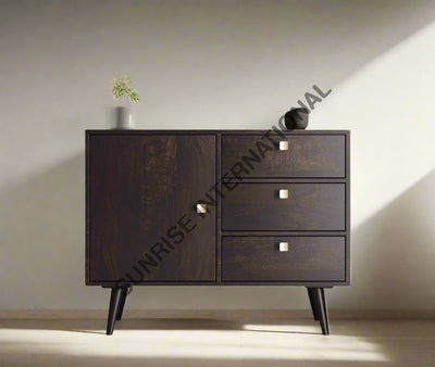 Wooden Small Sideboard Cabinet in Retro Style (3 drawers + 1 door)