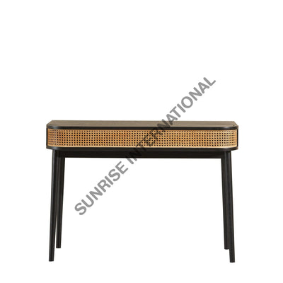 Wooden Writing - Laptop Table Desk Study Design With Rattan Cane Work Home &