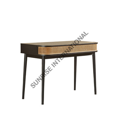 Wooden Writing - Laptop Table Desk Study Design With Rattan Cane Work Home &