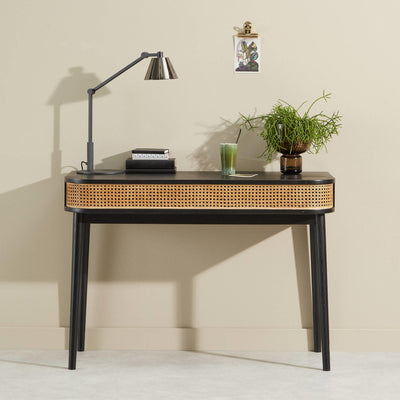 Wooden Writing - laptop table - Desk  - study table design with Rattan cane work