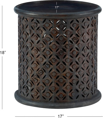 Wooden carving side end table in round shape! Home & Living:Furniture:Living Room:Tables