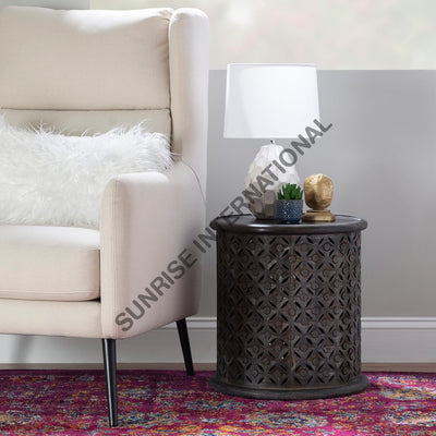 Wooden carving side end table in round shape! Home & Living:Furniture:Living Room:Tables