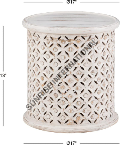 Wooden carving side end table in round shape! Home & Living:Furniture:Living Room:Tables