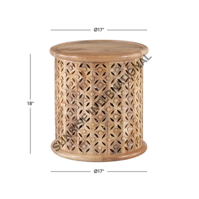 Wooden carving side end table in round shape! Home & Living:Furniture:Living Room:Tables