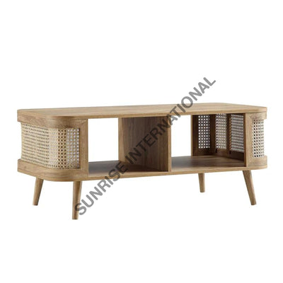 Wooden coffee center table with rattan cane work & bottom shelf! Home & Living:Furniture:Living Room:Tables