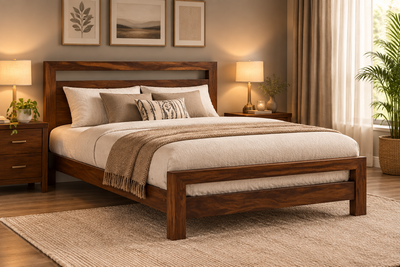 Contemporary Style Solid Sheesham Wood Queen Size Double bed !